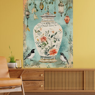 Konstnärligt akvarell av en antik dekorativ vas poster