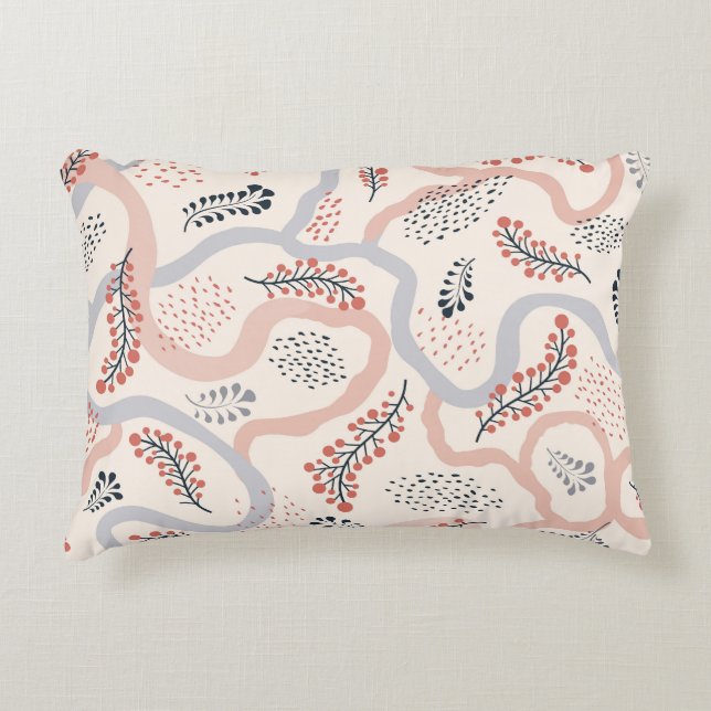 Konstnärligt blommönster, prydnadsdekoration på hö prydnadskudde (Framsidan)