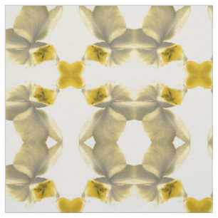 Konstnärligt blommotiv i gula toner mönster tyg