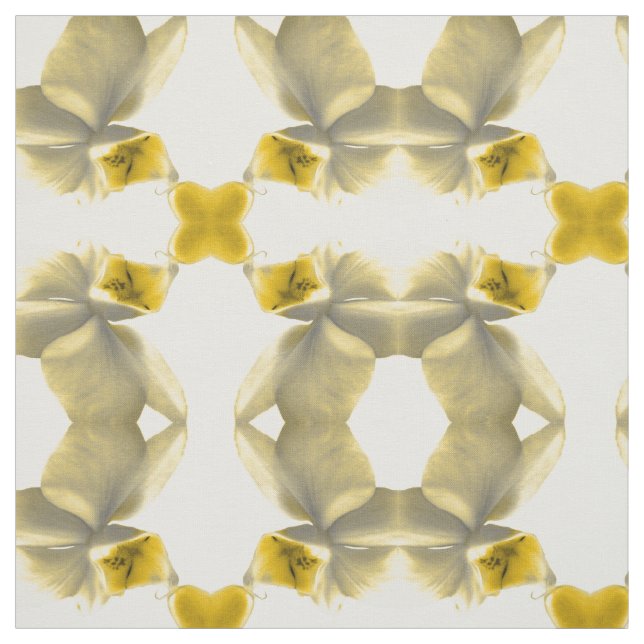 Konstnärligt blommotiv i gula toner mönster tyg (Provkarta)