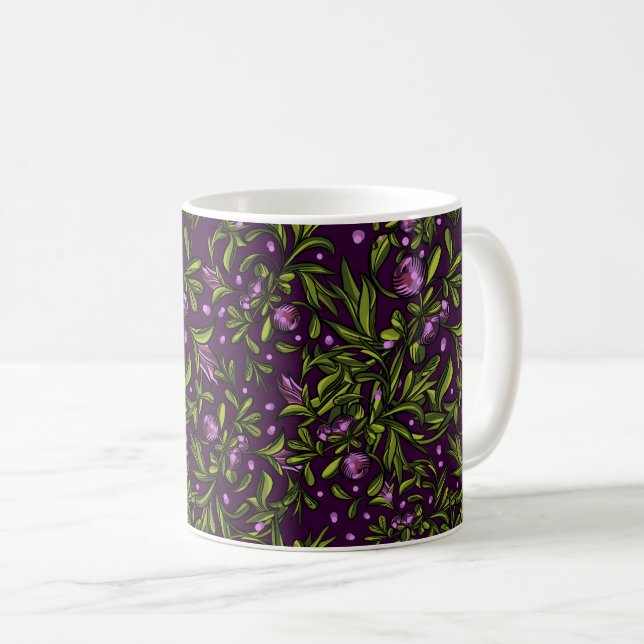 Konstnärligt blomster motiv: Violetta blommor Kaffemugg (Framsida höger)