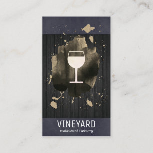Konstnärligt borstat träskydd och Vin-glas Visitkort