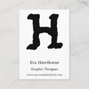 Konstnärligt brev "H" räcker initial märkt stil Visitkort