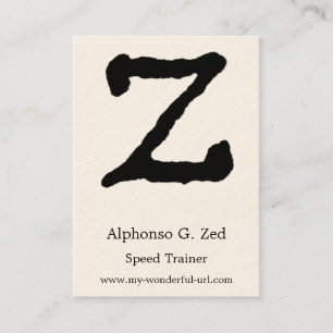 Konstnärligt brev "Z" räcker initial märkt stil Visitkort