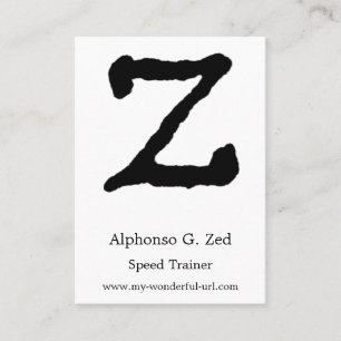 Konstnärligt brev "Z" räcker initial märkt stil Visitkort