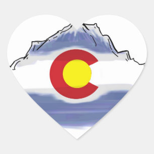 Konstnärligt Colorado flaggaberg Hjärtformat Klistermärke
