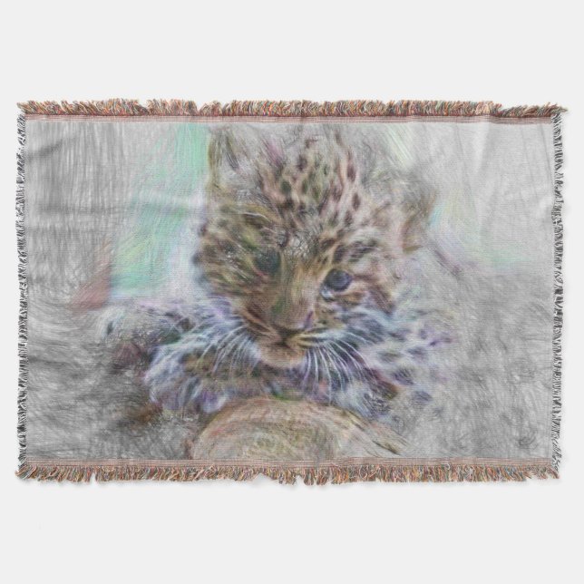 konstnärligt djur baby leopard filt (Framsidan)