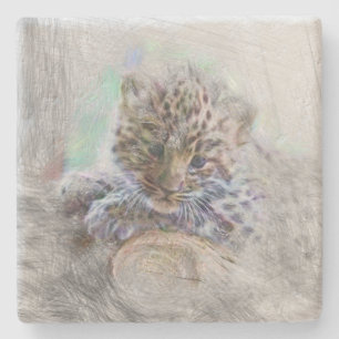 konstnärligt djur baby leopard stenunderlägg