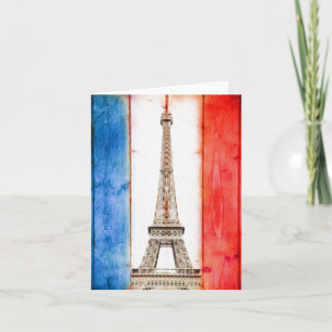 Konstnärligt Eiffel Torn Flagga-anteckningskort Kort