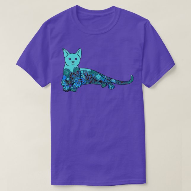 Konstnärligt färgat katt t shirt (Design framsida)