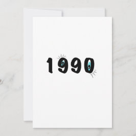 Konstnärligt födelsedagskort med grafik för 1990 |