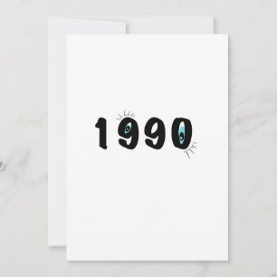 Konstnärligt födelsedagskort med grafik för 1990