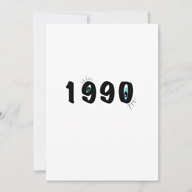 Konstnärligt födelsedagskort med grafik för 1990 | (Framsida)