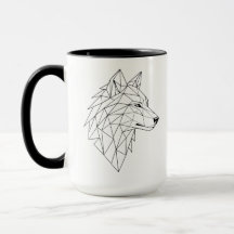 Konstnärligt Geometriskt Varghuvud Keramiskt Kaffe