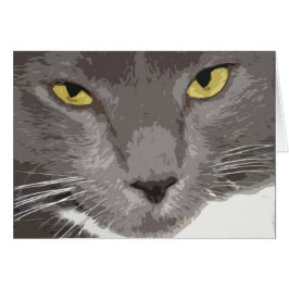 Konstnärligt grått kattansikte hälsningskort