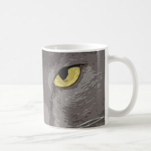 Konstnärligt grått kattansikte kaffemugg