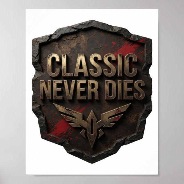 Konstnärligt Guld CLASSIC NEVER DIES Poster (Framsidan)