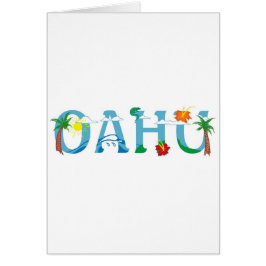 Konstnärligt hälsningskort för Oahu Hawaii ord