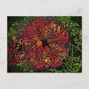 Konstnärligt Hibiscus-färgat vykort