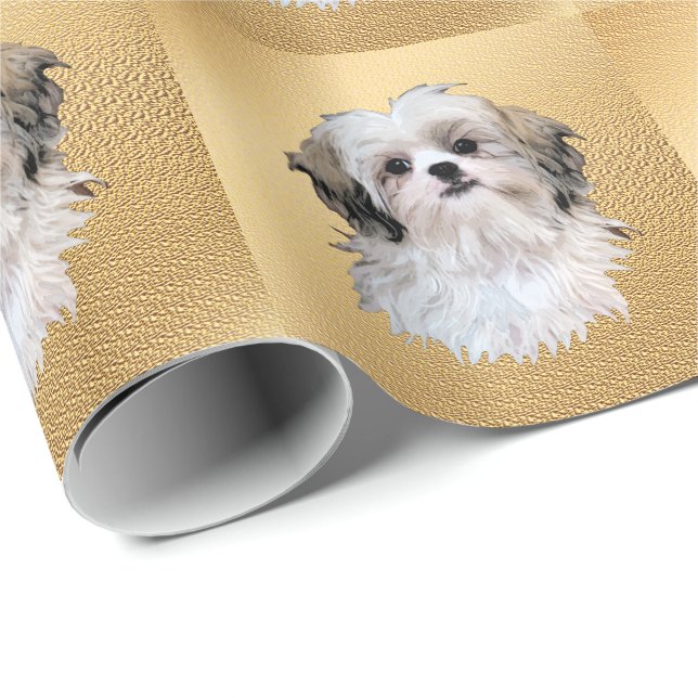 Konstnärligt Hundar - Shih Tzu Presentpapper (Rullad Hörn)