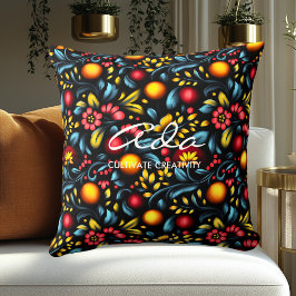 Konstnärligt Khokhloma blommönster Personligt Kudde