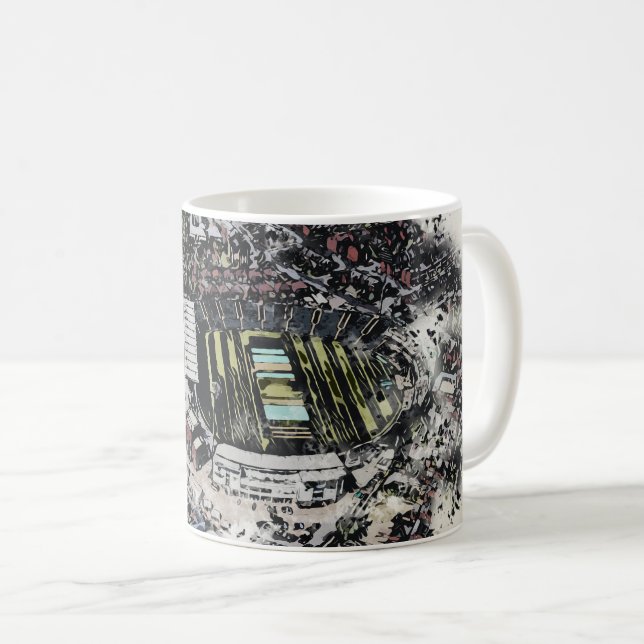 Konstnärligt Leeds Cricket Stadium, Yorkshire Kaffemugg (Framsida höger)
