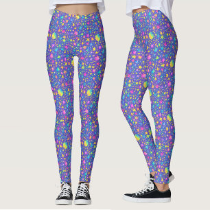 Konstnärligt lila färgglada stjärnor vattenfärg mö leggings