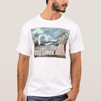 Konstnärligt Ljusår över Stora Sjöarna Fyren T Shirt