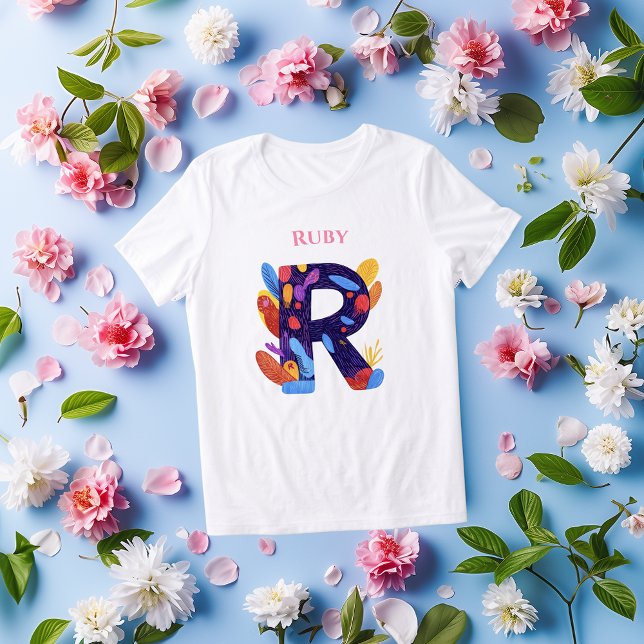 Konstnärligt monogram - Brev R fet födelsedagspres T Shirt (Skapare uppladdad)