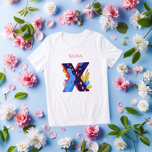 Konstnärligt monogram - Brev X fetstil och färgsta T Shirt (Skapare uppladdad)