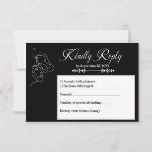 Konstnärligt par med Luxury Black & White Bröllop OSA Kort