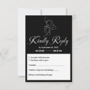 Konstnärligt par med Luxury Black & White Bröllop OSA Kort