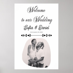 Konstnärligt par med Luxury Black & White Bröllop Poster