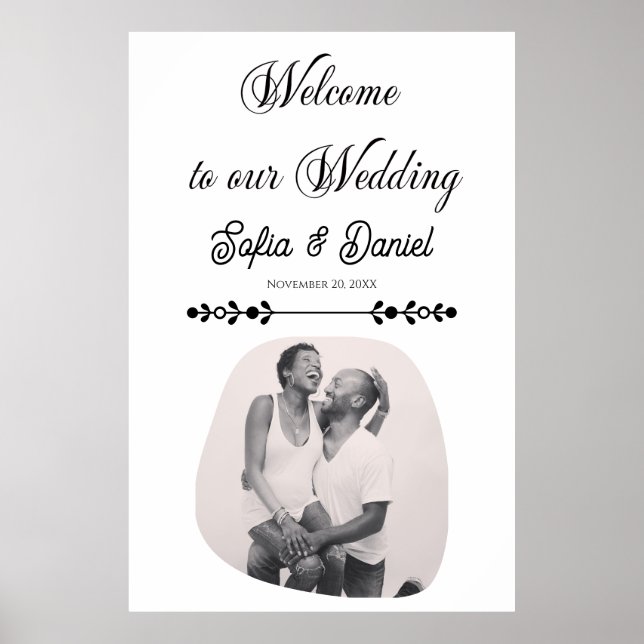 Konstnärligt par med Luxury Black & White Bröllop  Poster (Framsidan)