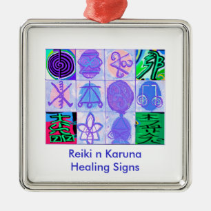Konstnärligt - Reiki Karuna symboler 2 Julgransprydnad Metall