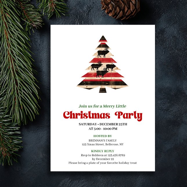 Konstnärligt rött svart rutigt höstfirande kort (Artistic Red Black Plaid Holiday Gathering Card)