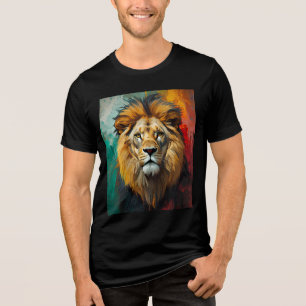 Konstnärligt Royal Lejona Porträtt Vibrant Oljemål T Shirt
