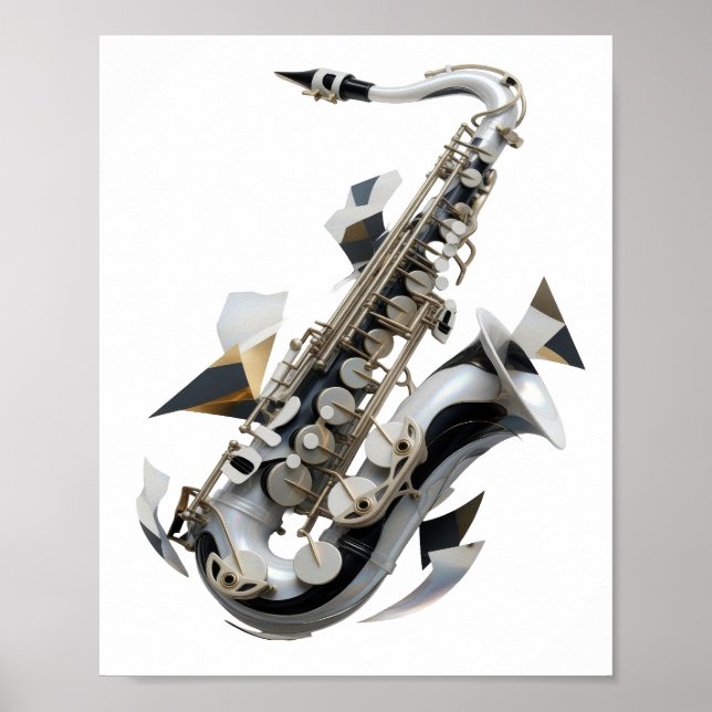 Konstnärligt Silver ABSTRAKT KONST Design Poster (Framsidan)