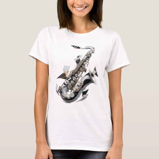 Konstnärligt Silver ABSTRAKT KONST Design T Shirt (Framsida)