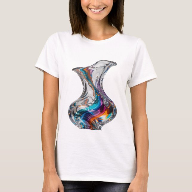 Konstnärligt Silver ABSTRAKT KONST Konsttryck T Shirt (Framsida)