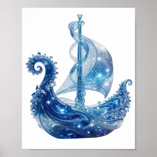 Konstnärligt Silver ISKRISTALLSKEPp Poster (Framsidan)