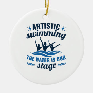 Konstnärligt Simning Synkroniserat Vatten Är Vår S Julgransprydnad Keramik