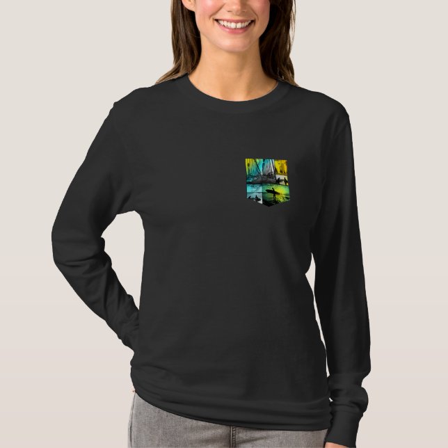 Konstnärligt solnedgångsområde Surfing Handflatan  T Shirt (Framsida)