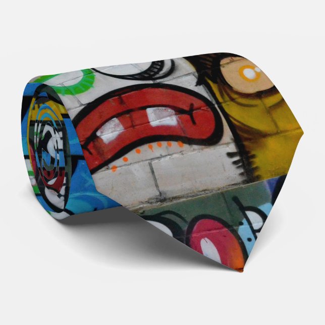 Konstnärligt urbant seriefigur-mönster för gatumän slips (Rullad)