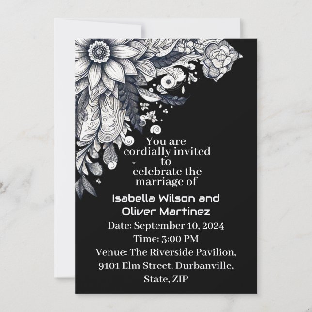 konstnärligt uttryck för blommor i sol inbjudningar (Framsida)