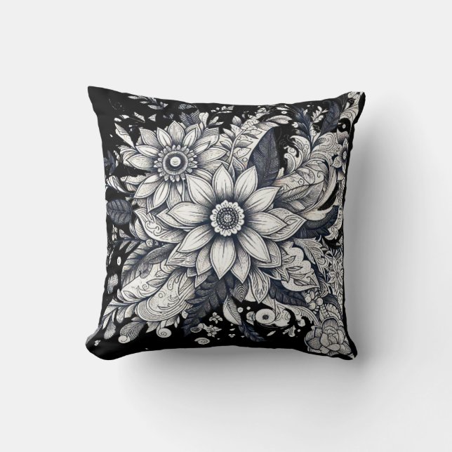 konstnärligt uttryck för blommor i sol kudde (Framsida)