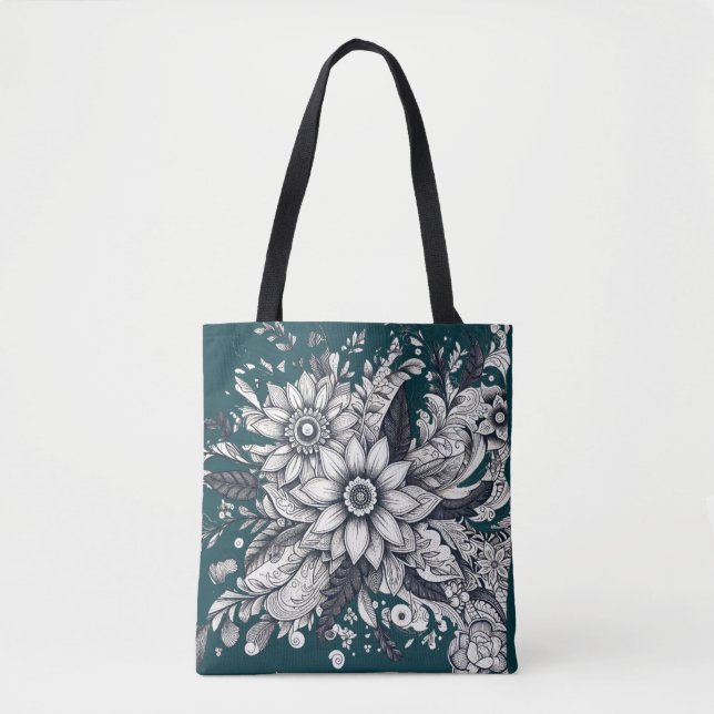 konstnärligt uttryck för blommor i sol tygkasse (Framsida)