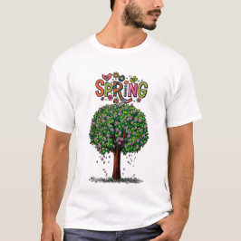 Konstnärligt vårblomstrande trädgrafik t shirt