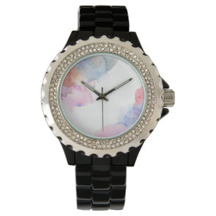 Konstnärsblå och Rosa vattenfärg Armbandsur