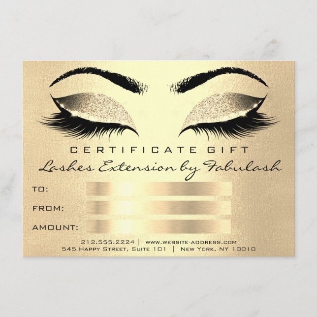 Konstnärscertifikat Guld Makeup från Lash Champaig (Framsida)